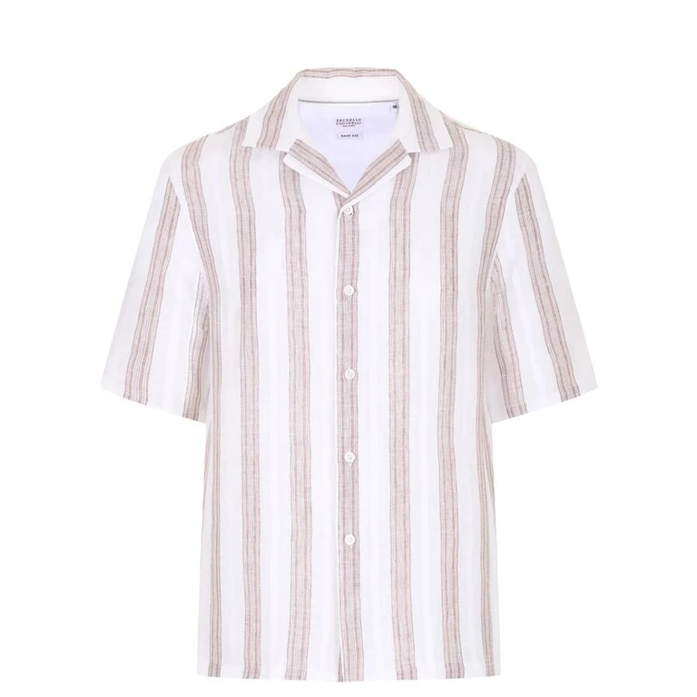 White Linen Striped Shirt