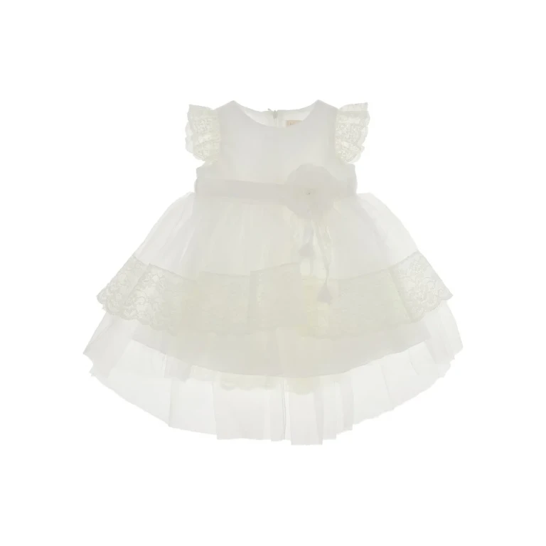 Tulle baby dress with lace and flower brooch Kids 6M