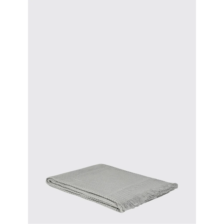 Stone Waffle Cotton Sofa Throw with Fringed Edges (2021655GRIGIO)