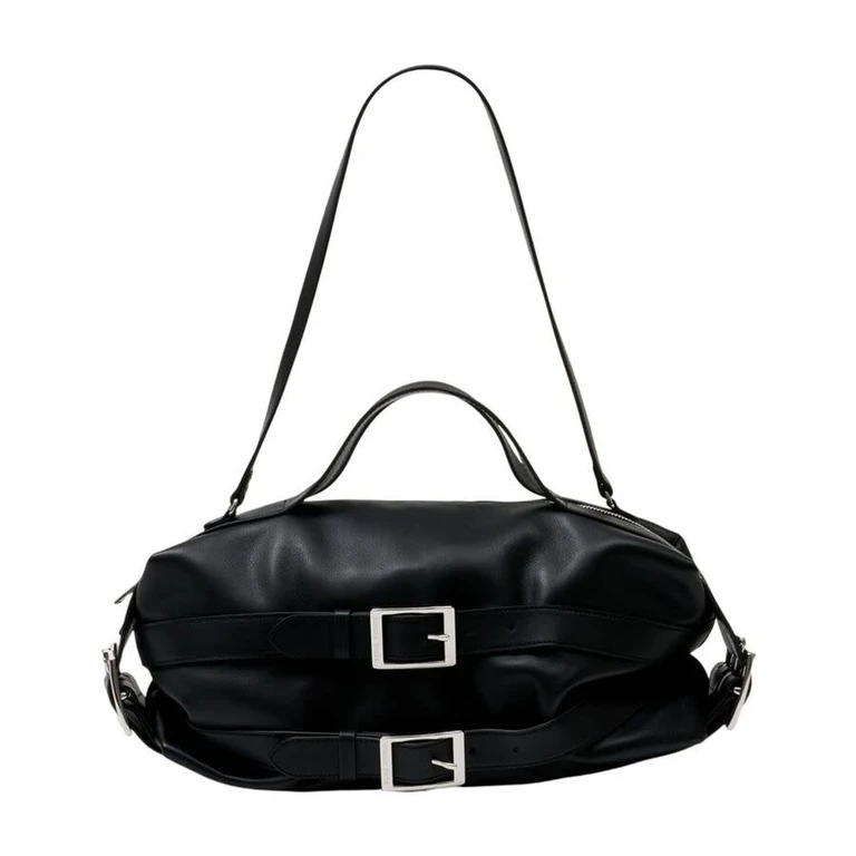 Biker Belt Leather Shoulder Bag â Black