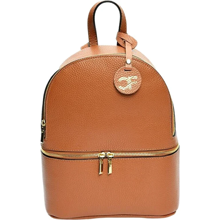Women's Leather Backpack in cognac color