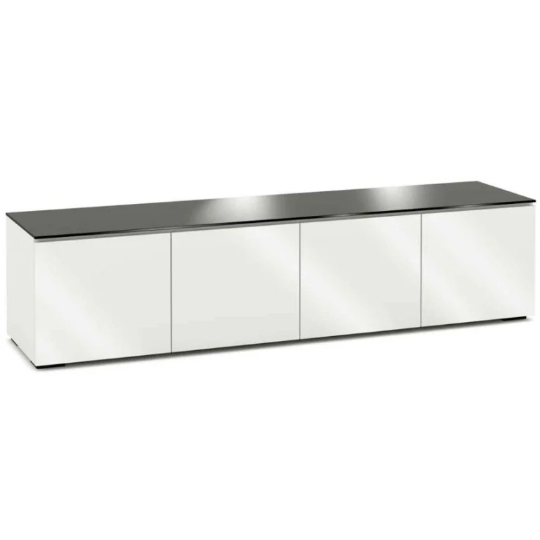 Designs Miami 247 Quad-Width AV Cabinet (Gloss White/Black Glass)
