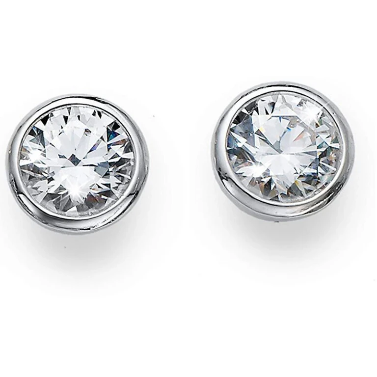 Basic Silver Earrings with Crystals 62072