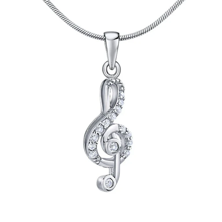 Playful Silver Pendant with Violin Key Jjjp1098