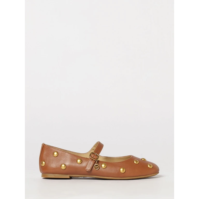 Nellie Flex Leather Mary Jane Ballet Flats with Studs and MK Logo (40T6NLFP2L230)