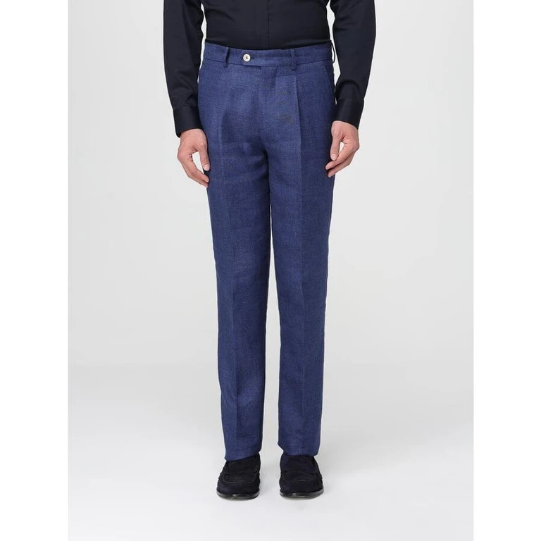 Indigo Linen Wool Tailored Trousers
