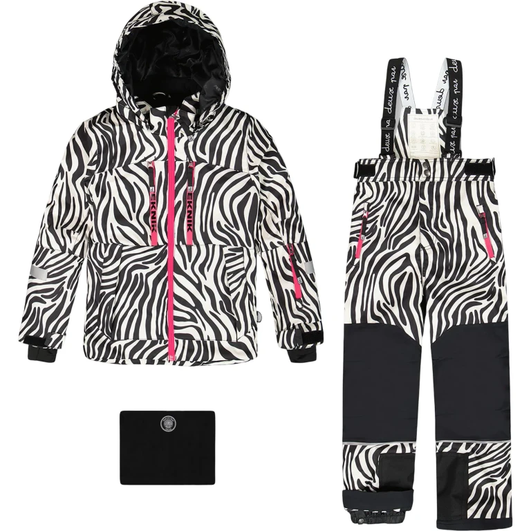 Multicolor Leopard And Zebra Teknik Two-Piece Snowsuit - Big Girl