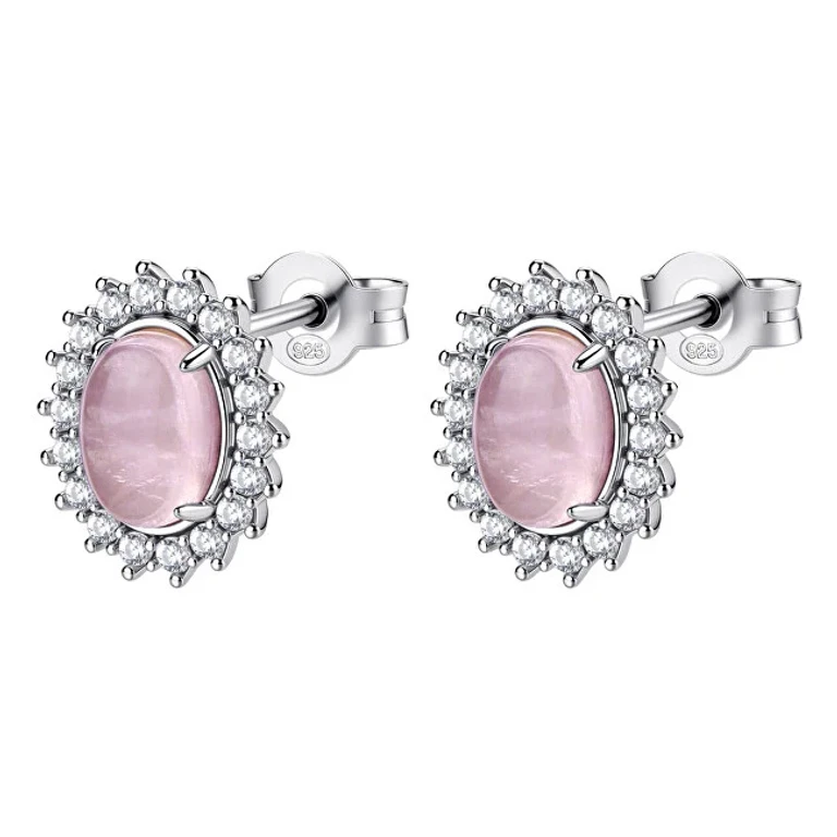Silver Earrings With Vibrant Pink Charms Fvp123