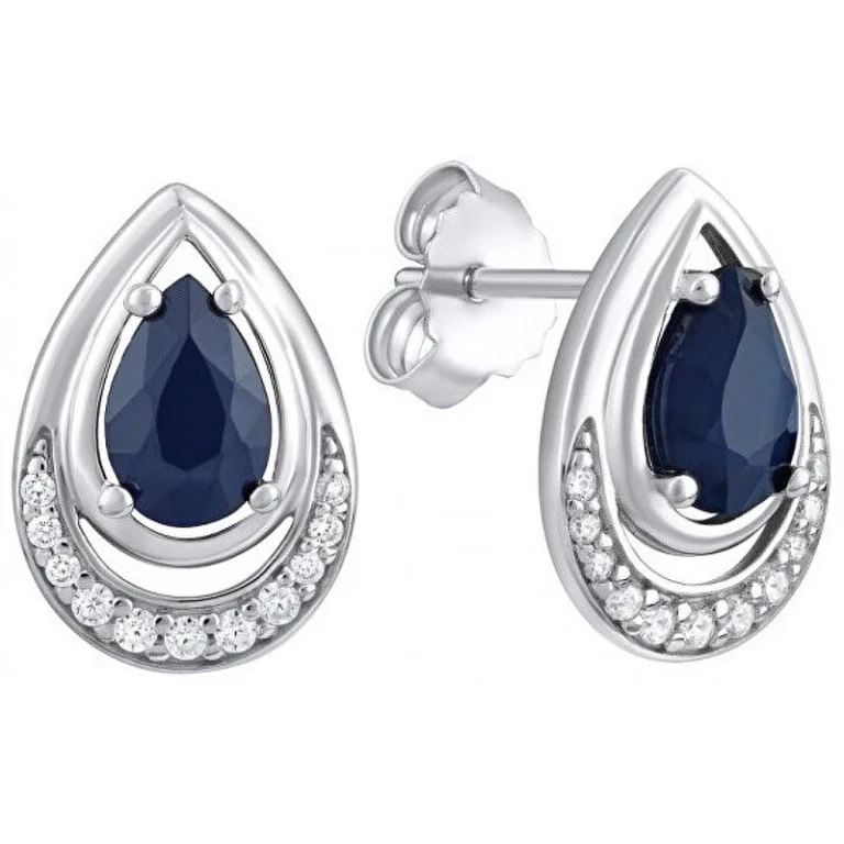 Luxury Earrings with Real Sapphire Fw9038E