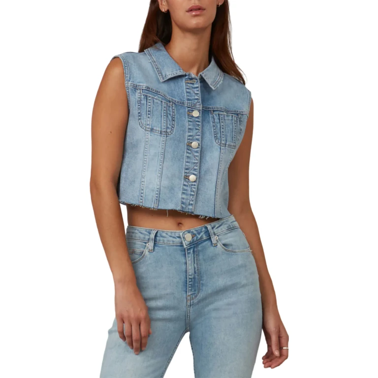 Gabbie Cropped Denim Vest - Women's