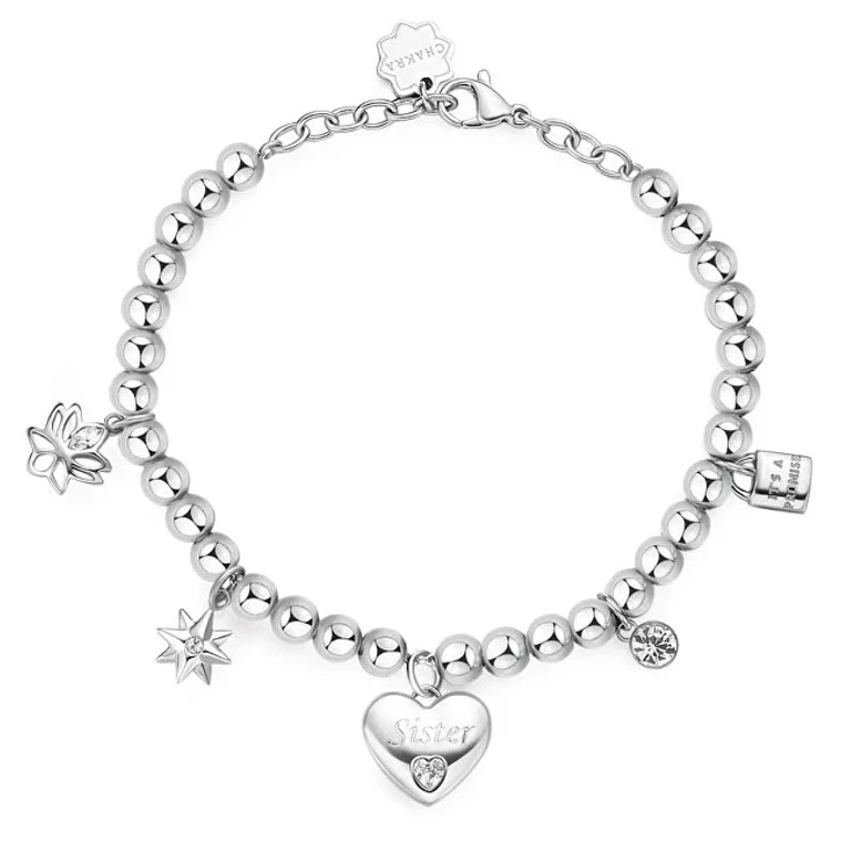 Steel Sphere Bracelet with Sestra Chakra Pendants BHKB167
