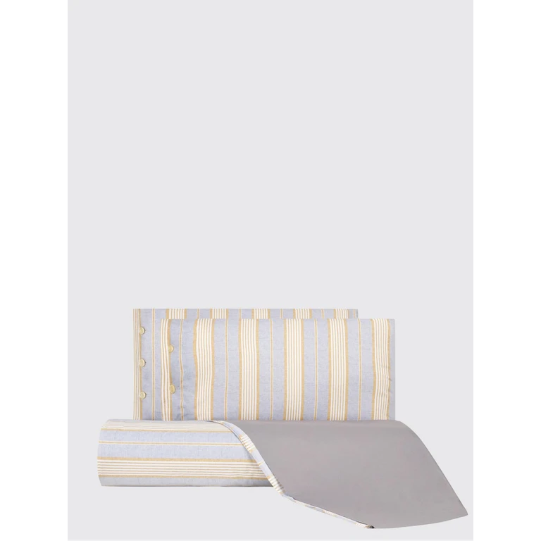 Nico Striped Single Duvet Cover Set in Cotton Percale (2021535NATURALE)