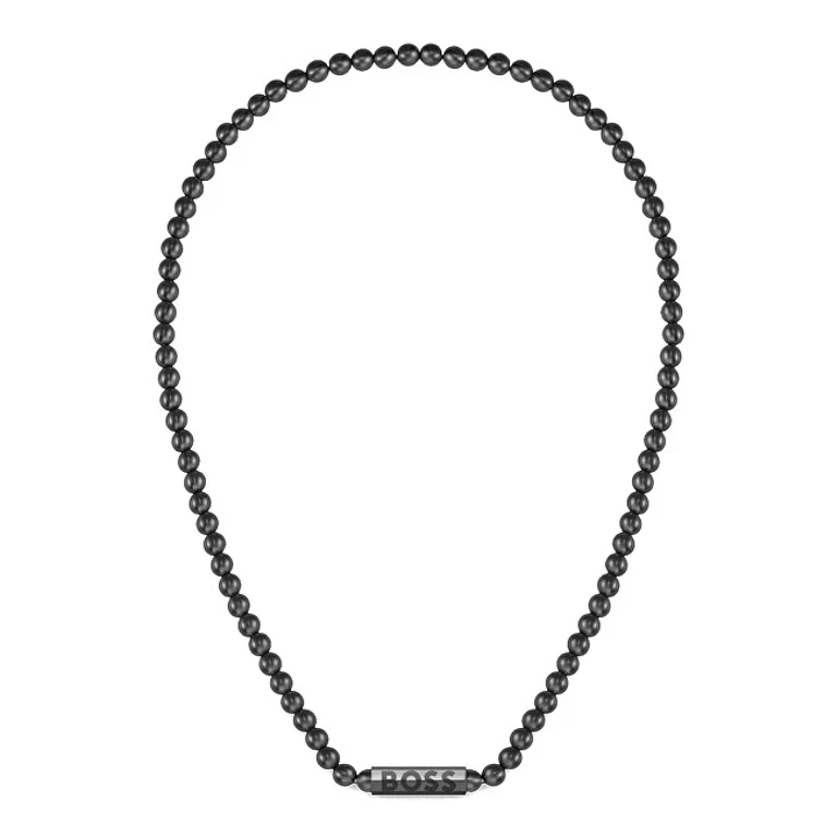Black Steel Necklace with Sphere Pearls 1580657