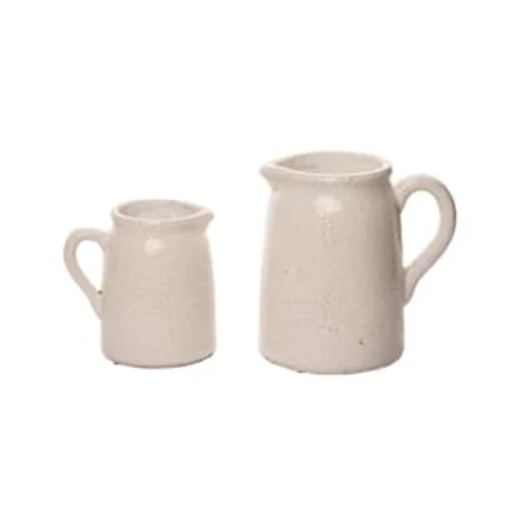 Ceramic White Everyday Ivory Jar Set of 2 Spring Decorative Objects for Home Decor