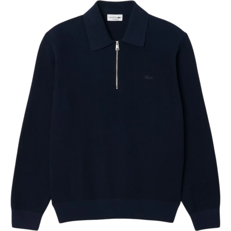 Cotton and Wool Blend Half-Zip Polo Collar Sweater - Men's