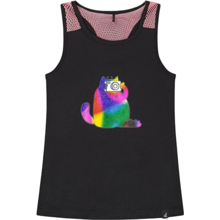 Organic Cotton Tank Top with Mesh Back - Little Girls