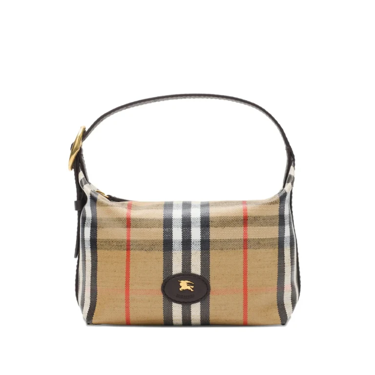 Light Beige Check Pattern Mini Bag