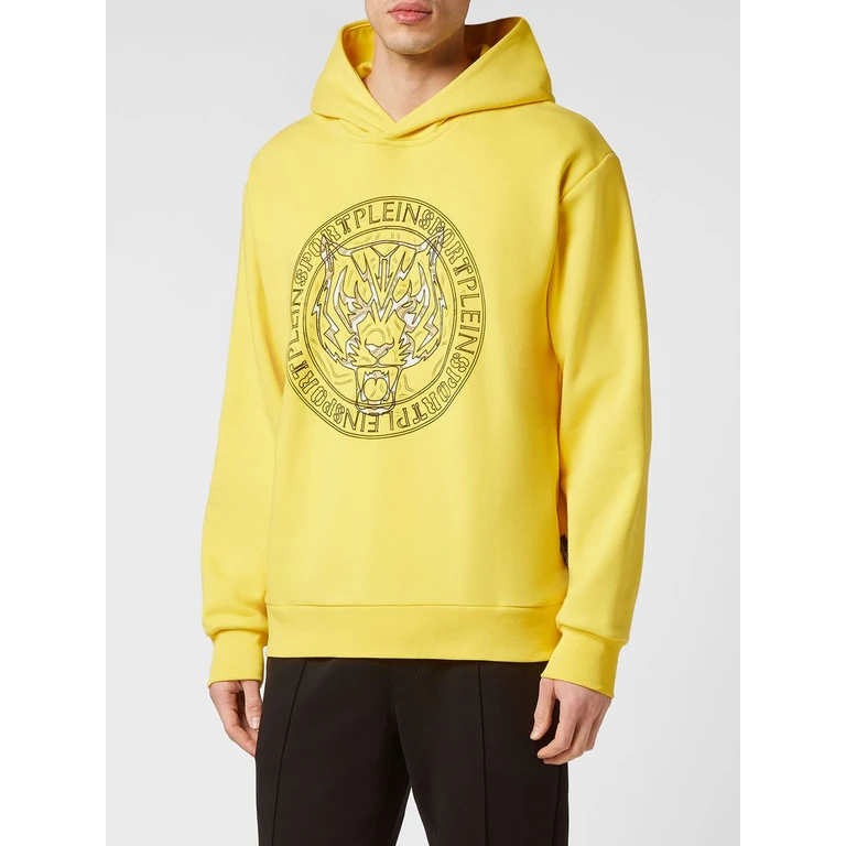 Tiger Cotton Hoodie with Contrasting Logo (PACCMJB3021SJO001N2902)