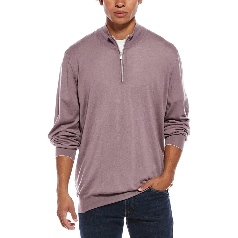 Mauve Wool Half Zip Sweater