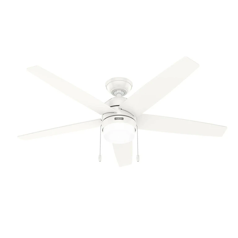 Hunter Bardot Ceiling Fan with LED Light Kit and Pull Chain - 52' Fresh White:- 52', Fresh White