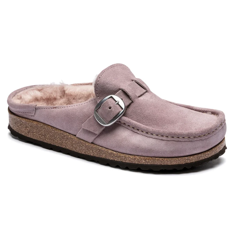 Buckley Shearling Suede Leather Lavender Blush Clogs