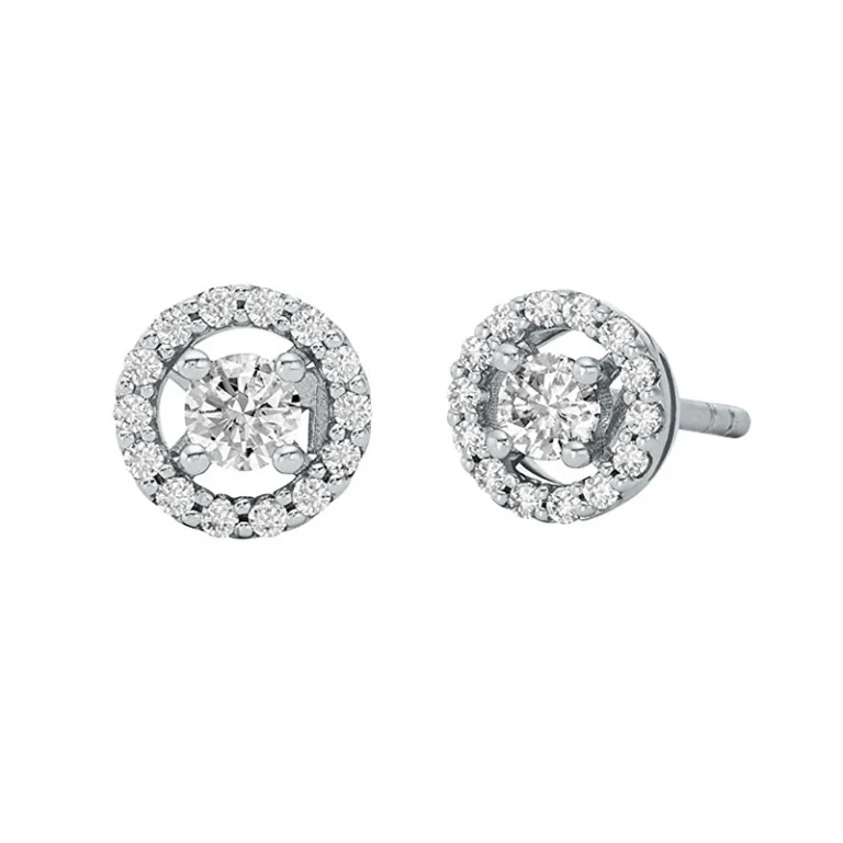 Elegant Silver Earrings with Transparent Zircons Mkc1823040