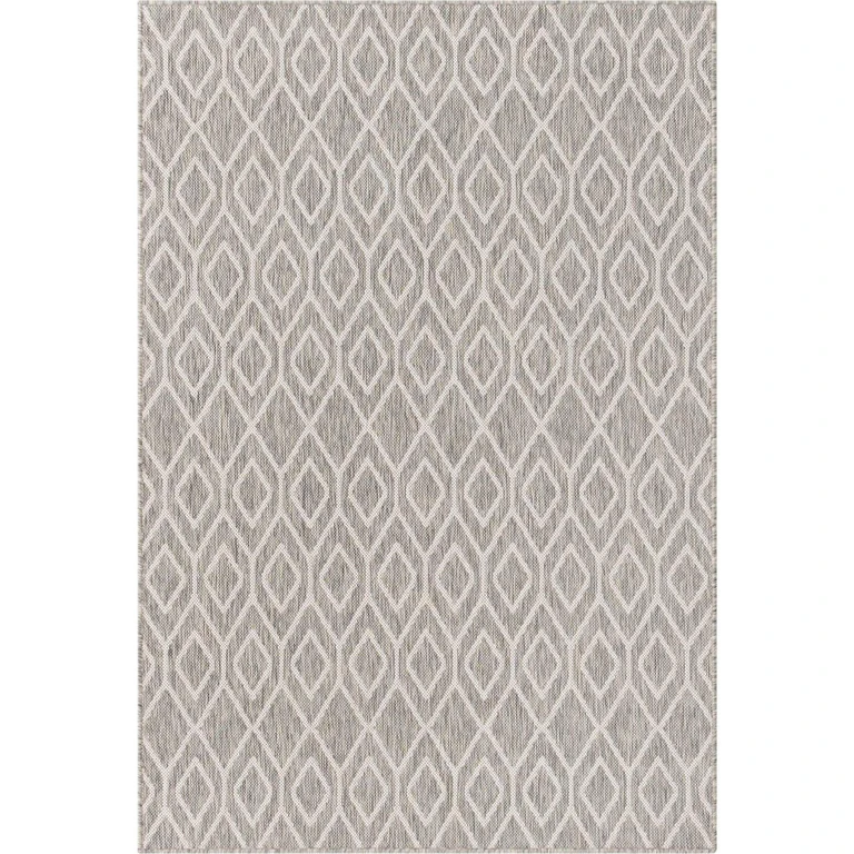 Turks and Caicos Outdoor Rug:- Gray Cream, 4' x 6'