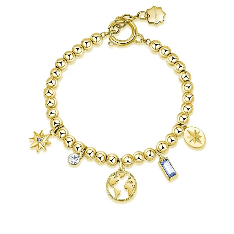 Gold Beaded Bracelet with Chakra Charms BHKB119