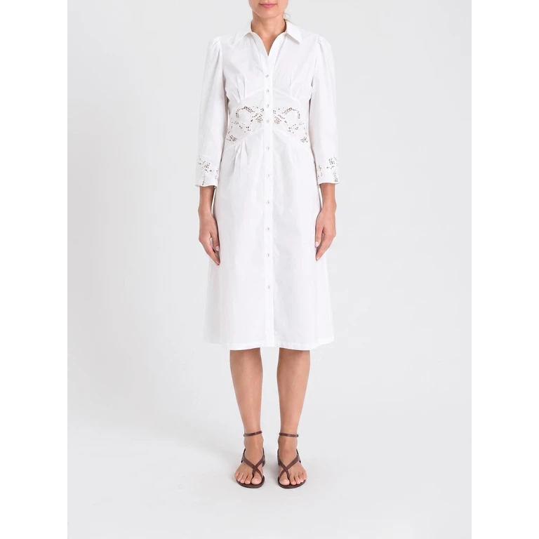 Cotton Chemisier Dress With Macramé Inserts (261TT203400001)
