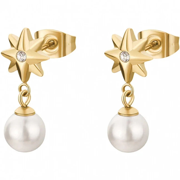 Gold-Plated Steel Drop Earrings with Chakra Bhke175
