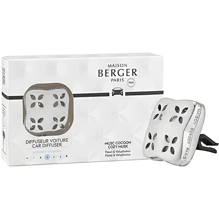 Cosy Silver Car Diffuser Gift Set + Cozy Musk Refill