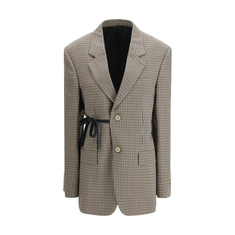 Single-Breasted Vichy Jacket Khaki/Brown