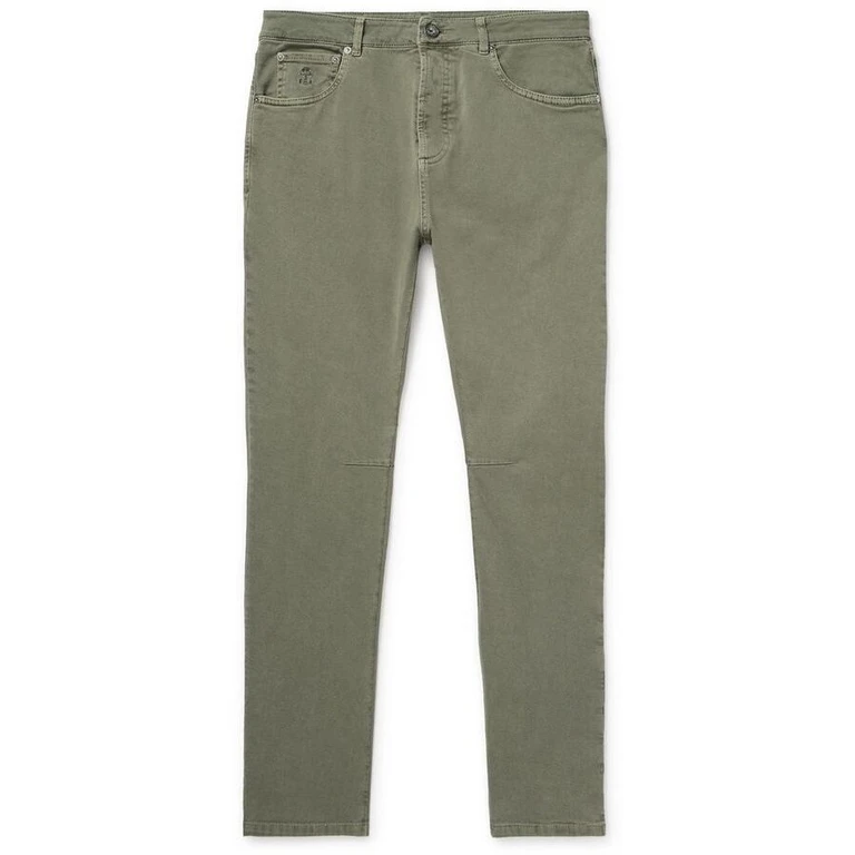 Olive Straight-Leg Trousers