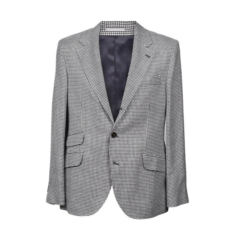 Gray Wool Blend Houndstooth Suit