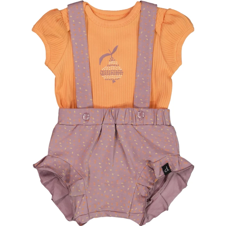 Printed Organic Cotton Onesie and Shortall Set - Baby Girl