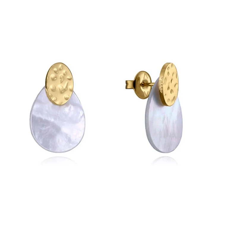 Delicious Gold-Plated Earrings with Chic Mother of Pearl 14079E01012