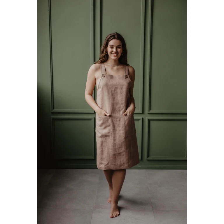 Linen apron dress JADE S Rosy Brown