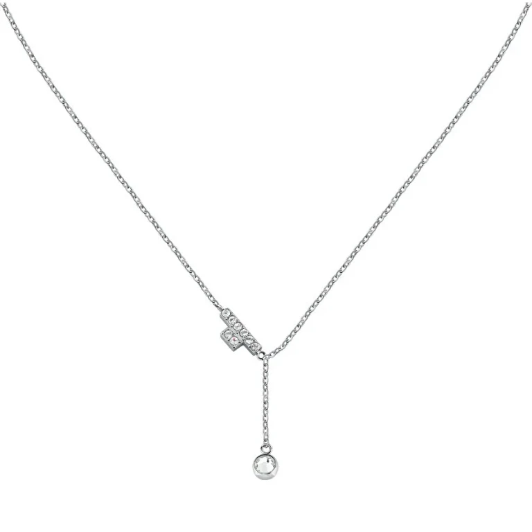 High-Quality Steel Necklace with T-Logo Crystals Tjaxc08