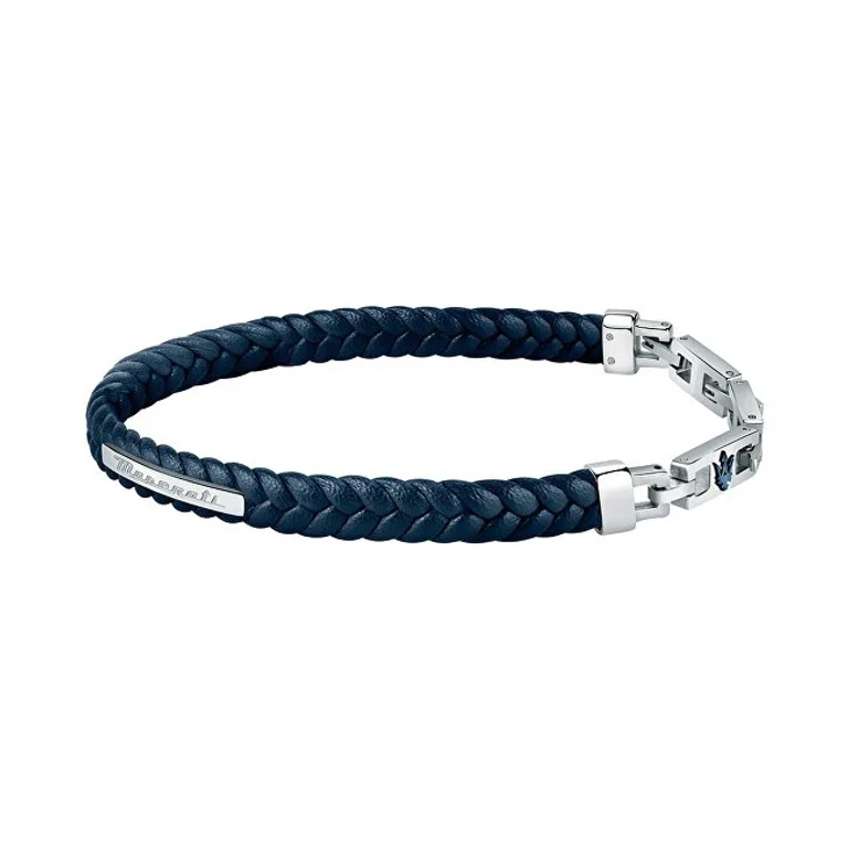 Dark Blue Leather Bracelet Made from Recycled Leather Jm222Ave04