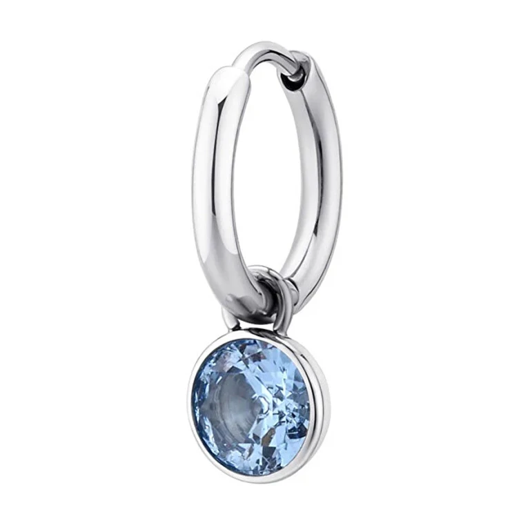 Single Earring IN Steel with Blue Zircon 2in1 Chakra BHKE127
