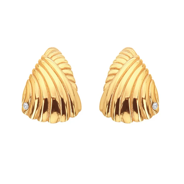 Elegant Gold-Plated Earrings with Diamond Golden Edit Hope De839