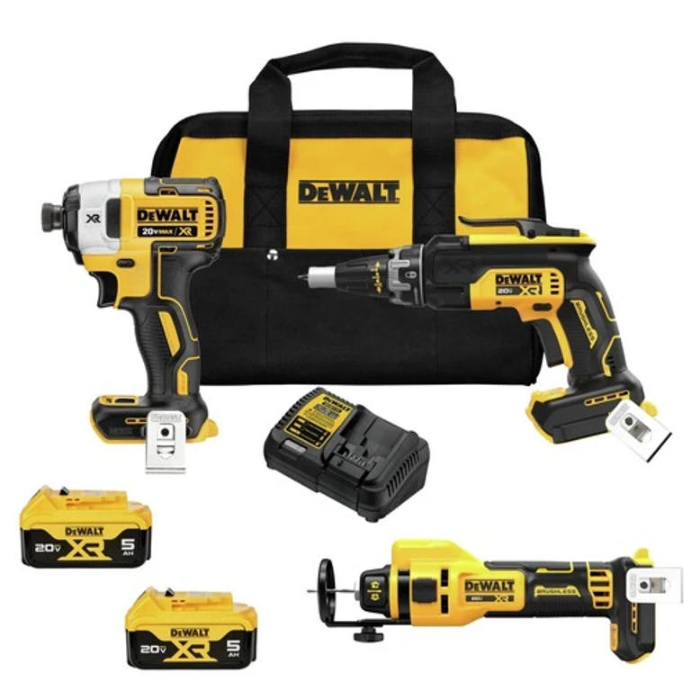 20V MAX XR Brushless Lithium-Ion Cordless 3-Tool Drywall Combo Kit with 2 Batteries (5 Ah)