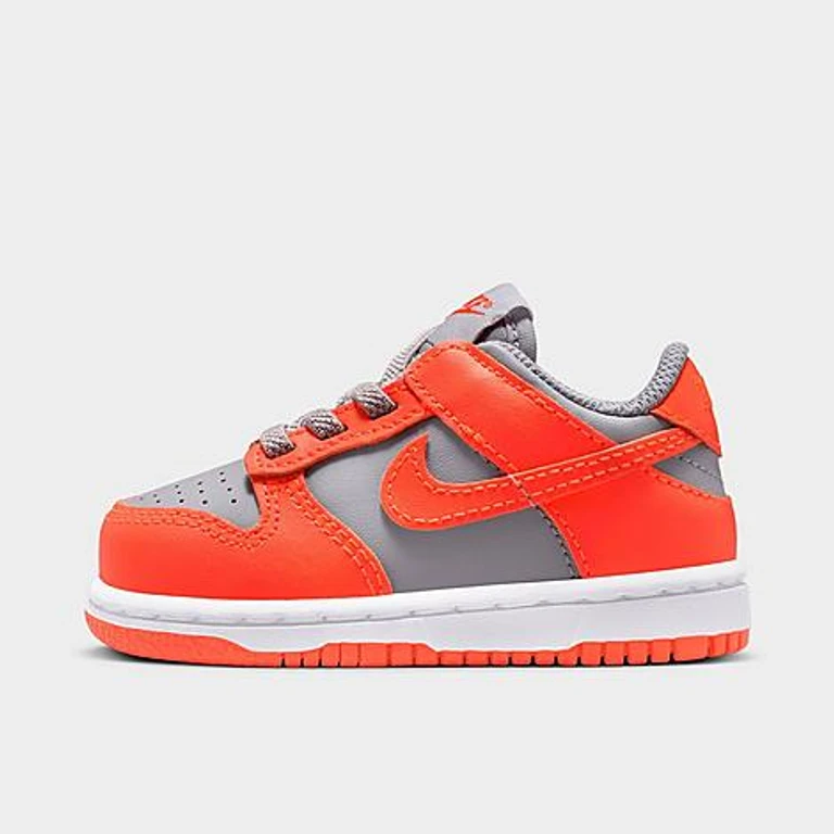 Kids Toddler Dunk Low Casual Shoes in Cement Grey/Team Orange/White Size: 4.0
