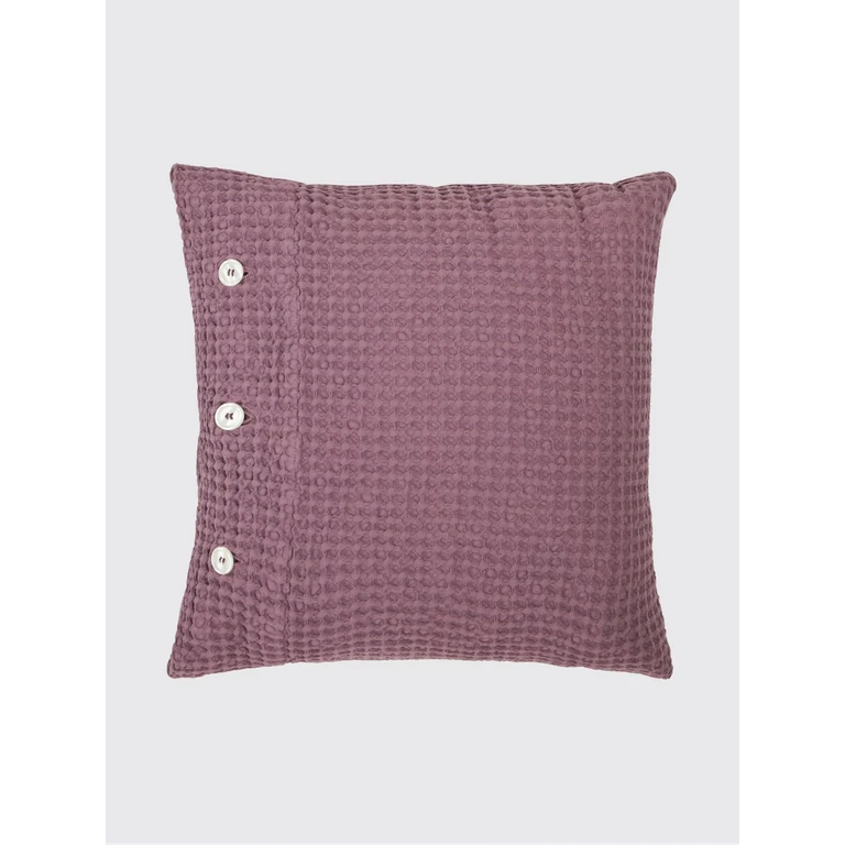 Stone Square Decorative Cushion in Waffle Cotton with Removable Cover (2024664ROSAANTICO)