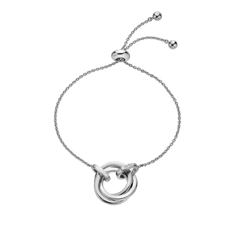 Charming Silver Bracelet With Diamonds Trio Dl706