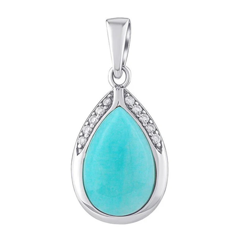 Silver Pendant With Natural Amazonite Jst13327Paz