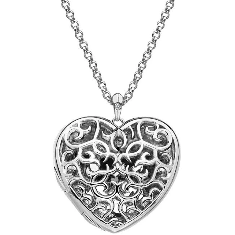 Delicate Women's Necklace With Large Heart-Shaped Filigree Pendant Dp669 (Chain, Pendant)