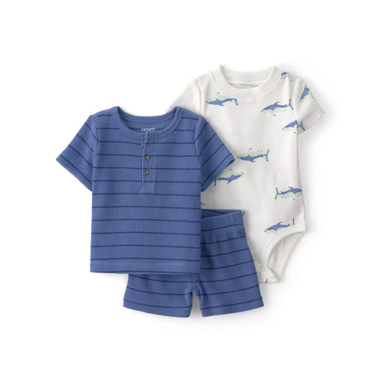 Boys 3Pc Outfit Set Blue 18M:- Blue, 18M