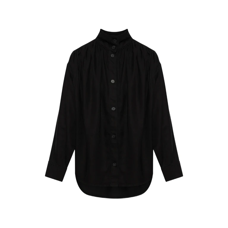 Fenyra High-neck Gathered Denim Shirt