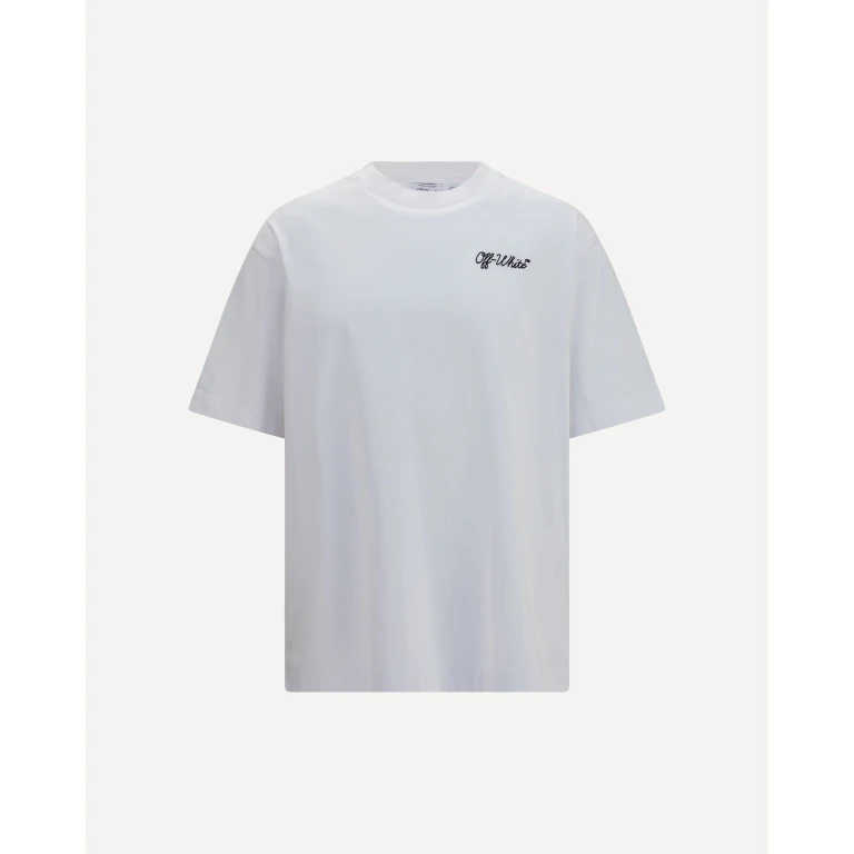 Off-White Relaxed Fit Cotton T-Shirt with Logo Print and Dropped Shoulders (OMAA120S26JER01D1000)